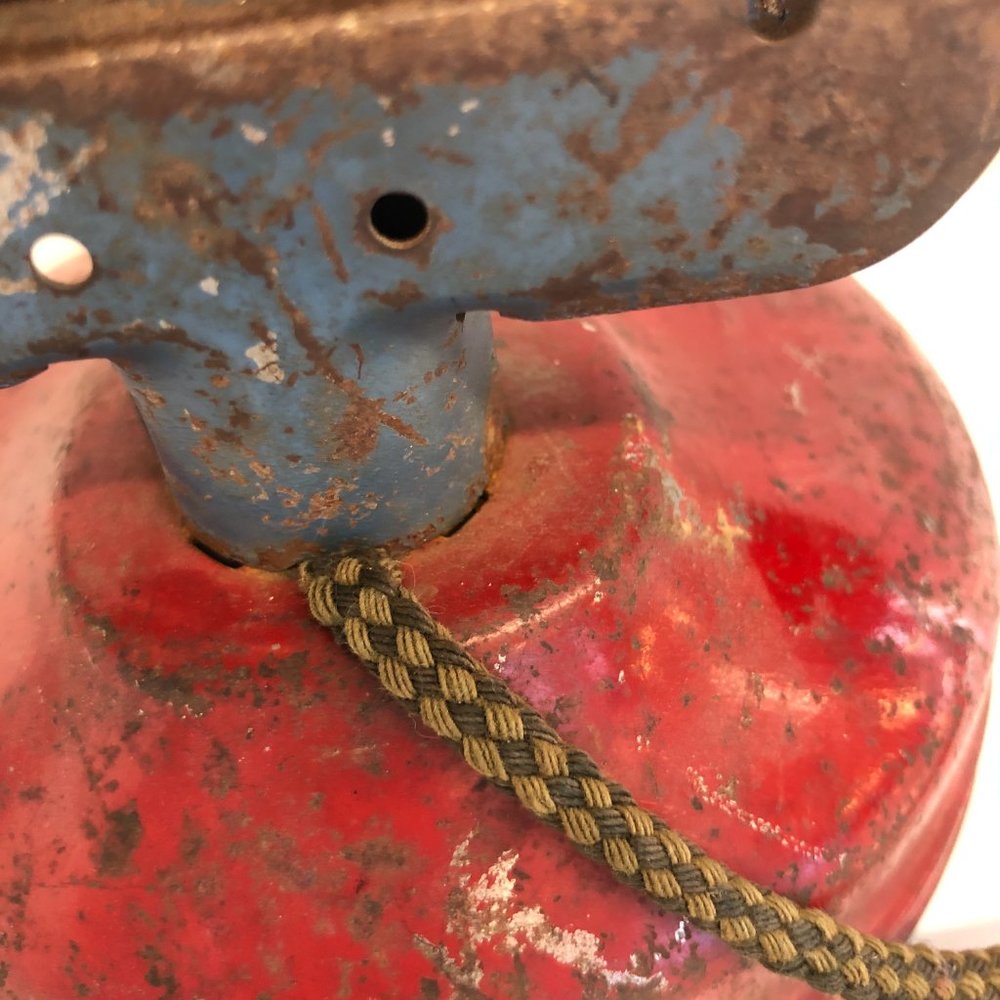 Antique Vintage Red Toy Metal Phone with Cord - Picture 5 of 5